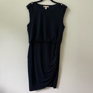 Banana Republic Women's Sleeveless Ruched  Blouson Knee-length Blue Dress Size L